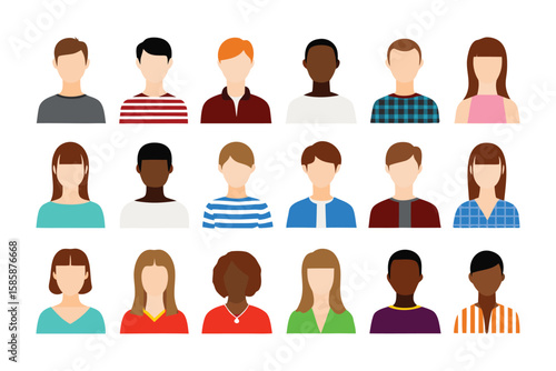 Diverse Portraits Collection: A vibrant compilation of stylized portraits, each person representing a unique individual, diverse in their appearance and background.