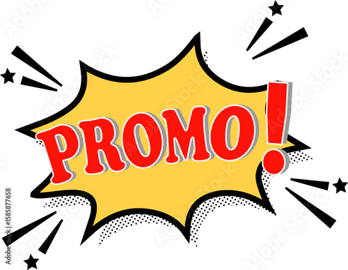 Promo Announcement  speech bubble call out. Sale promo discount sound effect cloud, Cartoon Call outs Halftone