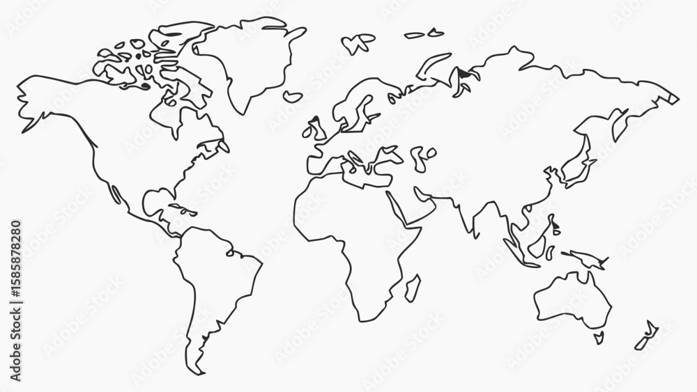 Fototapeta premium Simple Outline World Map for Education and Travel