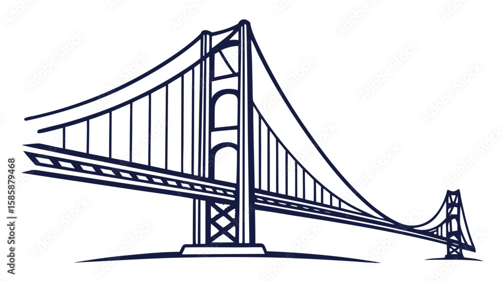 Fototapeta premium Iconic Suspension Bridge Structure and Design Engineering