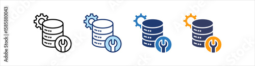 Server Maintenance Icon Set Multiple Style Collection