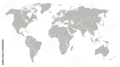 Global Political Map Featuring Continents and Countries