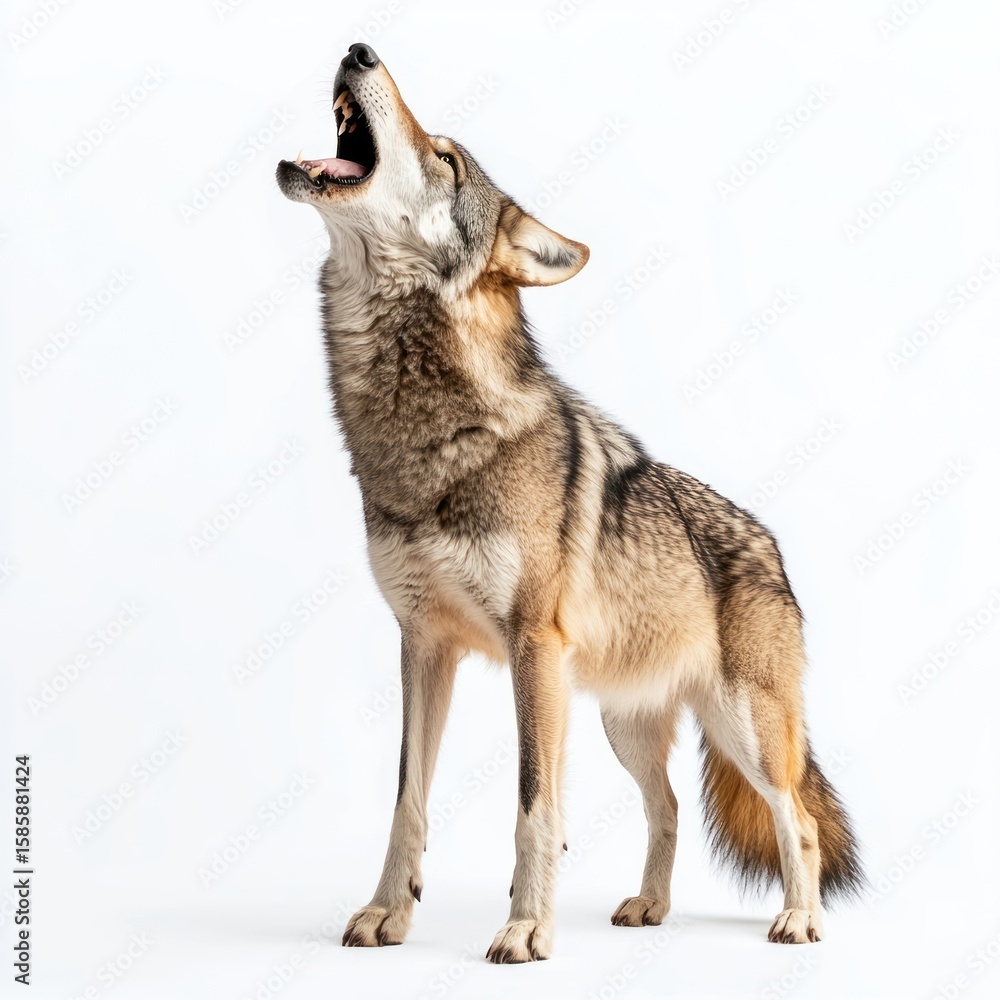 Obraz premium Wolf is standing and howling animal photography majestic.