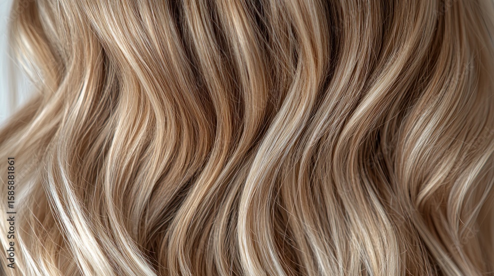 Naklejka premium Golden blonde wavy hair texture close-up