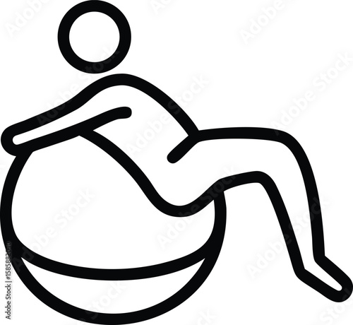 Person sitting on fitness ball line art vector, workout, exercise, gym