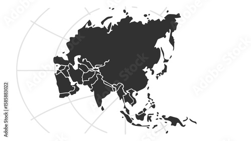 Map of Eurasia Showing Continents and Geographical Borders