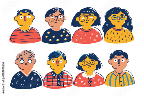 Diverse Characters: A vibrant display of illustrated individuals, each with a unique appearance and character, bringing to life the beauty of diversity.