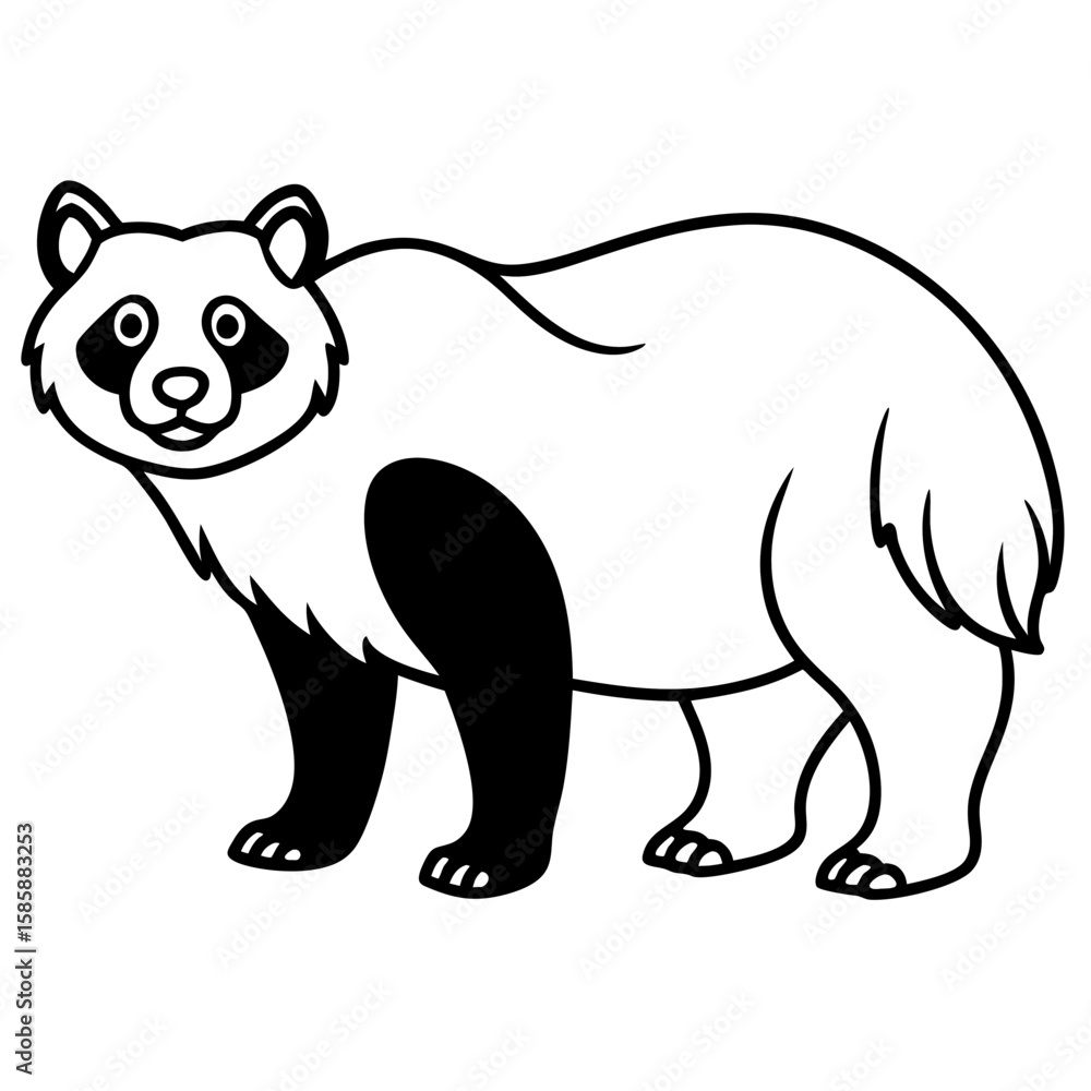 Fototapeta premium Minimalist Spectacled Bear Outline Design