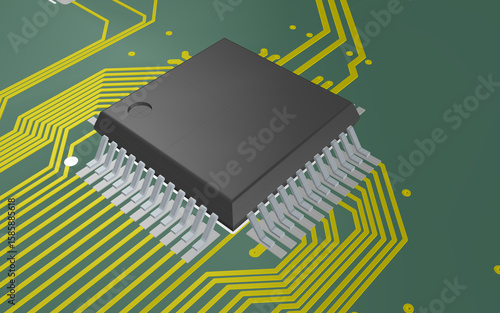 Naklejka TQFP Chip 3D