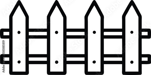 Picket fence icon in simple outline style for design and decoration