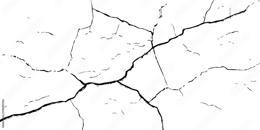 Obraz premium distressed crack texture, broken surface, abstract marble, concrete print, vintage background-Black and white cracked wall, vector old wall, grungy transparent texture, grunge wall paint effect 