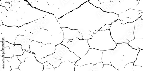 
Cracked wall texture grunge background. Earthquake effect. Vector illustration-Old cracked texture set isolated. Dry land crack texture for overlay.


