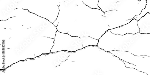 
Cracked wall texture grunge background. Earthquake effect. Vector illustration-Old cracked texture set isolated. Dry land crack texture for overlay.

