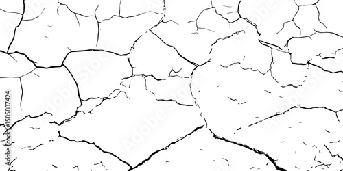 
Cracked wall texture grunge background. Earthquake effect. Vector illustration-Old cracked texture set isolated. Dry land crack texture for overlay.

