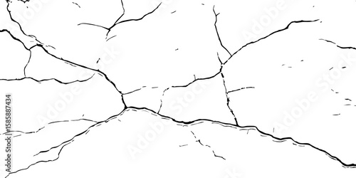 
Cracked wall texture grunge background. Earthquake effect. Vector illustration-Old cracked texture set isolated. Dry land crack texture for overlay.


