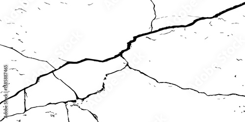 
Cracked wall texture grunge background. Earthquake effect. Vector illustration-Old cracked texture set isolated. Dry land crack texture for overlay.

