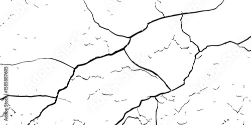 
Cracked wall texture grunge background. Earthquake effect. Vector illustration-Old cracked texture set isolated. Dry land crack texture for overlay.

