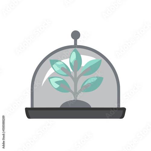 Icon of plant under dome in modern style with light colors  