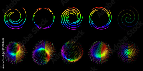 Color Symmetry: Abstract Spherical Line Art