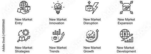 New Market Terms In Business banner web icon vector illustration