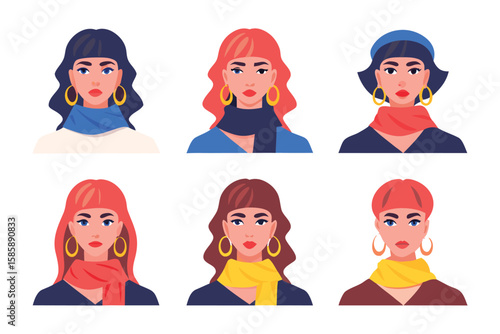 Elegant fashion women portraits: A collection of meticulously illustrated portraits of fashionable women. Each image celebrates individuality and style.