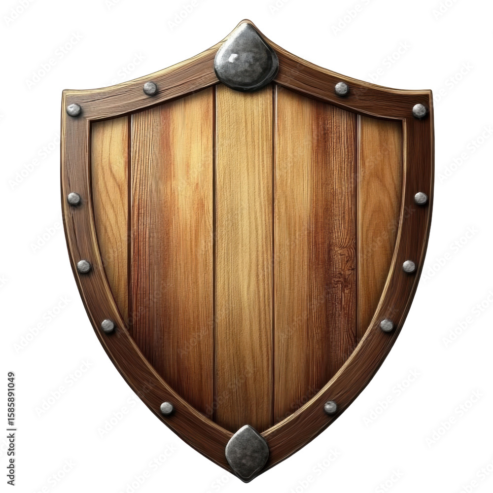 Fototapeta premium Wooden shield board isolated on transparent background