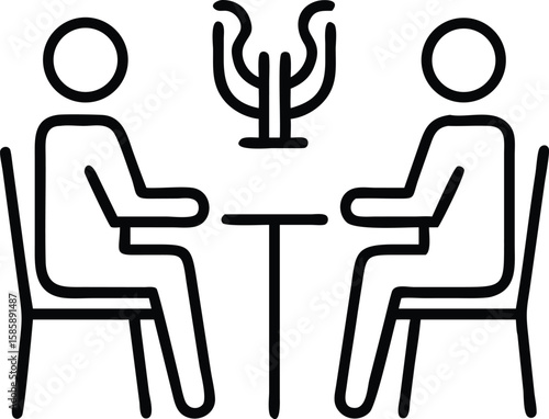 Psychological counseling outline illustration of therapist and patient at a table