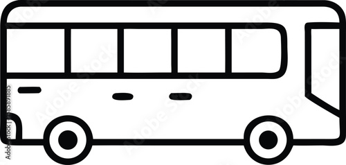 Public transportation bus icon illustration in simple, outlined format for usage