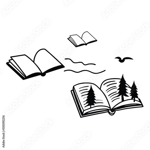 A vector illustration of an open book icon symbolizing education and knowledge for reading and learning
