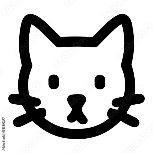 Outline Simple Cute Cat Face Head Shape Doodle Icon