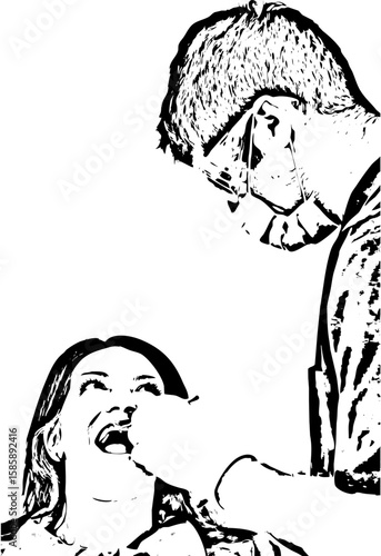 Dentist male working with patient woman