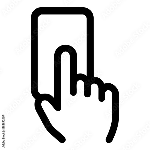 Simple Outline Finger Pressing Button Interface Action Gesture Icon