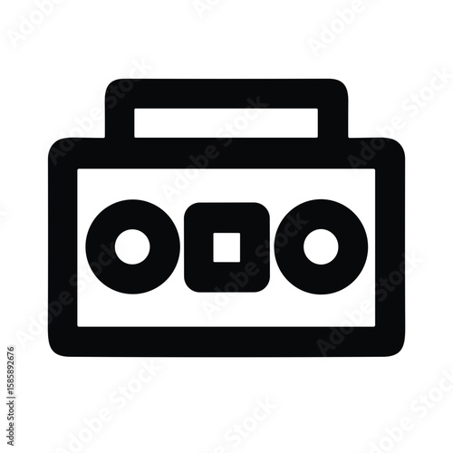 Simple Outline Portable Radio Receiver with Handle and Buttons Icon