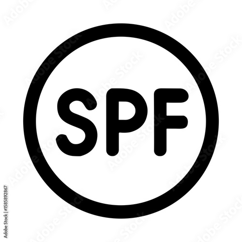 Simple Line SPF Circle Sun Protection Factor Dermatology Symbol Icon