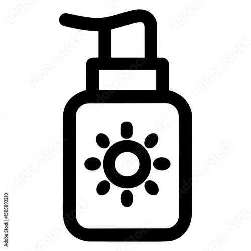 Outline Minimalist Sunscreen Bottle Lotion Summer Care Product Icon