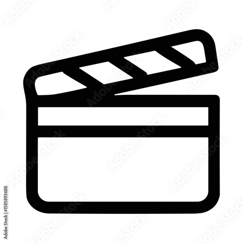 Simple Outline Rounded Clapperboard Cinema Production Cut Film Slate Icon