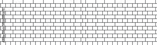 Minimalist seamless brick wall pattern with white rectangles outlined in black. Flat overhead view, uniform lighting, abstract and geometric design with no shadows or color variation.