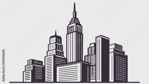 Modern Cityscape Skyline Silhouette Design
