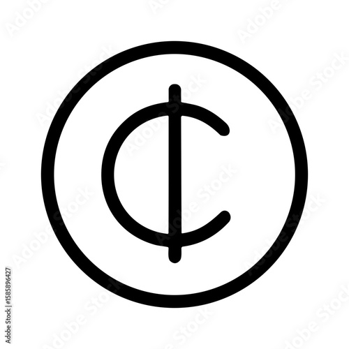 Simple Outline Circle Central African CFA Franc Currency Symbol Icon