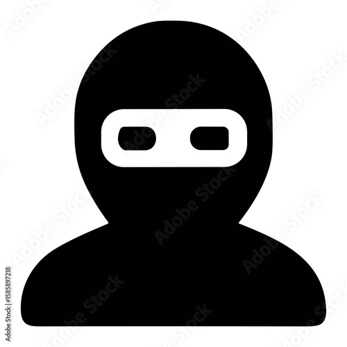 Silhouette Style Detail Criminal Face Headgear Icon Design Illustration