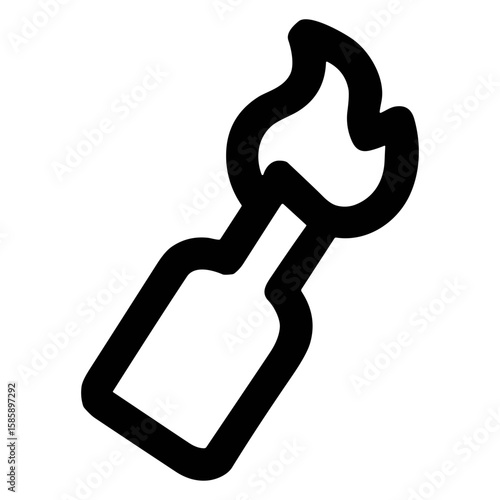 Simple Handdrawn Molotov Cocktail Bottle With Flame Weapon Illustration
