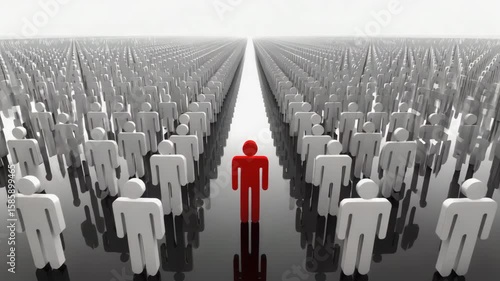 Wallpaper Mural Depicts a red person standing out in front of many white figures Torontodigital.ca