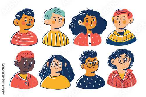 Diversity of Animated Characters: A set of charming animated character avatars in various skin tones and hair styles embodying inclusivity and representation.