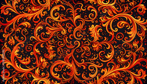 Fiery Floral Pattern Background Texture