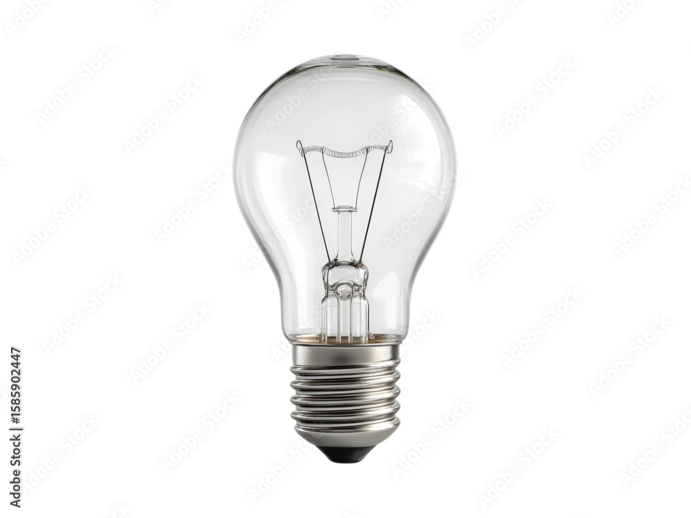 Clear Glass Incandescent Light Bulb With Metal Screw Base Filament image, Isolated, Transparent Png Clear Glass Incandescent Light Bulb With Metal Screw Base Filament image, Isolated, Transparent Png
