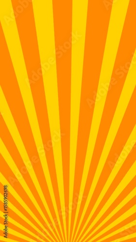 Animation rotating vertical abstract background of yellow and orange sunburst spiral lines