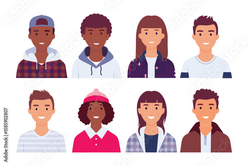 Diverse Group of Smiling People: A collection of happy, smiling faces, each representing a unique individual. They exude positivity and illustrate the beauty of diversity and unity.