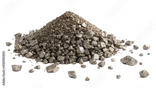 Pile of precious rare earth erbium (Er) on white or transparent background