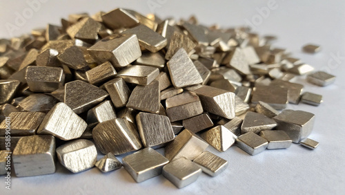 Pile of precious rare earth thulium (Tm) isolated on white background