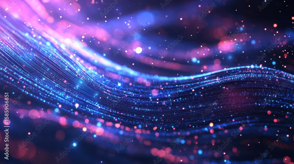 Fototapeta premium Vibrant Abstract Background with Glowing Fiber Optic Lights